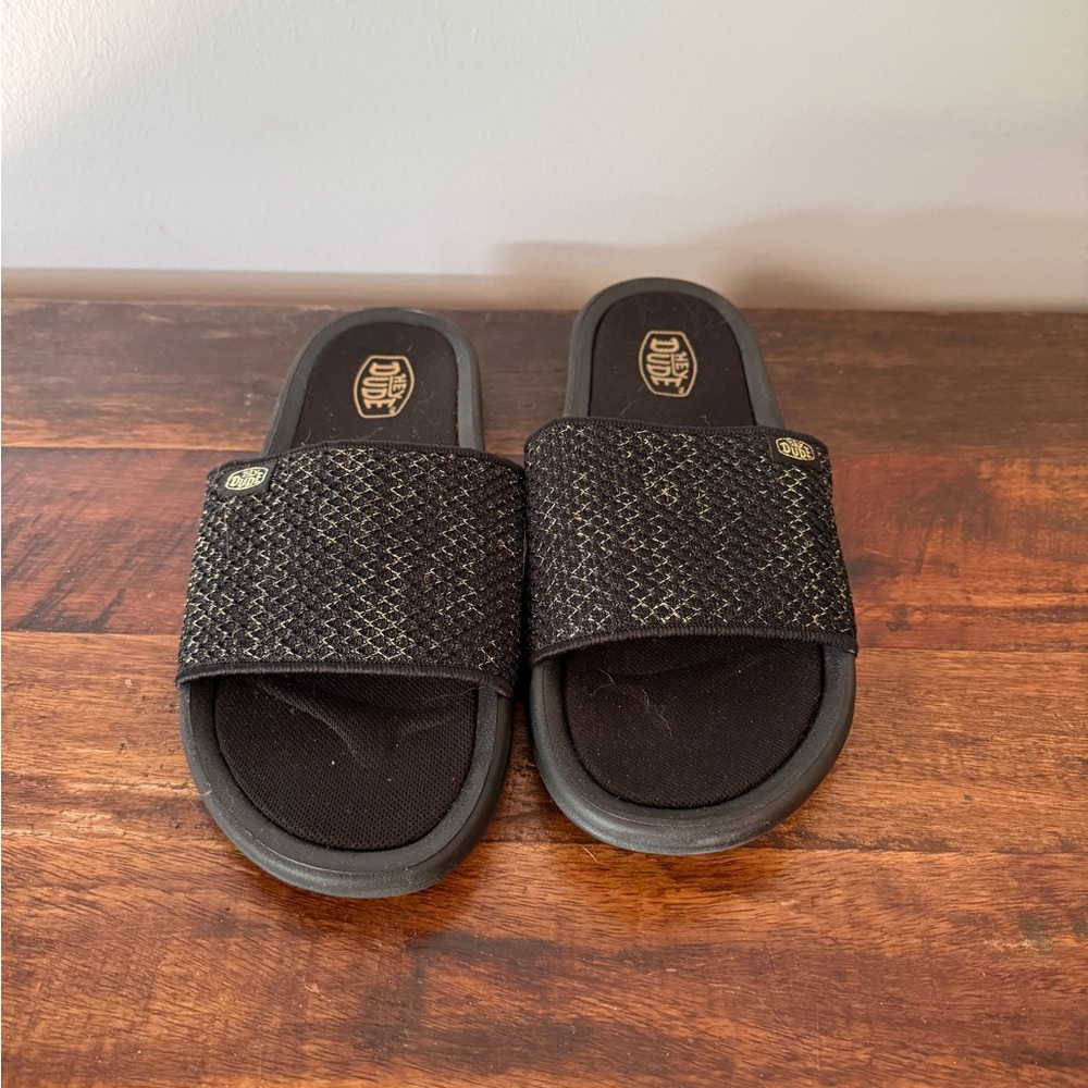 Hey Dude Black Slide Sandals